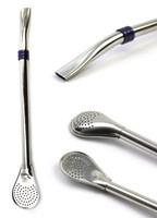 Bombilla LIZA nierdzewna z pierścieniem Titanium (kolor żółte złoto) – dł. 19 cm