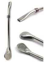 Bombilla LIZA stainless steel with Multicolor ring - length. 19 cm