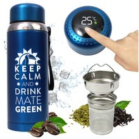 Termos 8.0 czerwony - z dużym sitkiem, termometrem i wyświetlaczem LED do yerba mate, kawy, herbaty 800ml