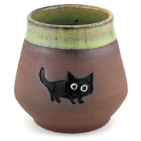 Matero ceramiczne toczone na kole ~350 ml - "Wrona na pustyni"