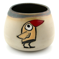 Matero ceramiczne toczone na kole ~350 ml - "Wrona na pustyni"