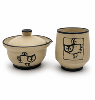 Ceramiczny zestaw do przygotowania herbaty Matcha - Miseczka i Podstawka pod Chasen "Aurora"