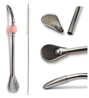 Bombilla do Yerba Mate BOLA ROSA ze szczoteczką