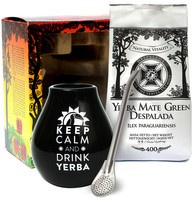Mate Despalada 400g boxed set + Bombilla Liza + Matero Luka Negro