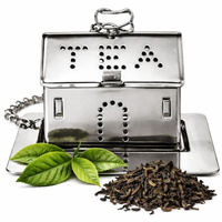 Metalowy zaparzacz do herbaty na łańcuszku Domek z podstawką