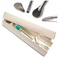 Bombilla LAGRIMA AZUL with cleaning brush (turquoise stone) - length 22 cm