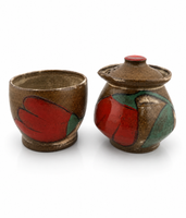 Ceramiczny zestaw do przygotowania herbaty Matcha - Miseczka i Podstawka pod Chasen "Aurora"