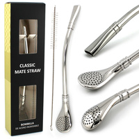 Bombilla for Yerba Mate Gaucho Inox 19 cm with Cleaning Brush Set