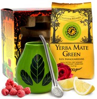 Exclusive Mate Green Flor de Limonero 200 g boxed set + Bombilla Liza + Matero Hoja Green