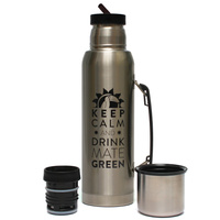 Yerba Mate Flask Mate Green Pour Spout Precision and Handle capacity 1L