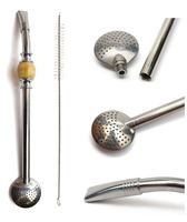 Bombilla do Yerba Mate BOLA ROSA ze szczoteczką