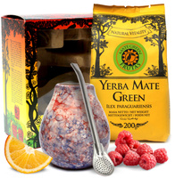 Zestaw w pudełku Exclusive Mate Green Frutas 200 g+ Bombilla Liza + Matero Hoja Green