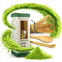 Zestaw akcesoriów do przygotowania herbaty Matcha od Gaucho Cebar - Chasen, Miseczka, bambusowa miarka, podstawka