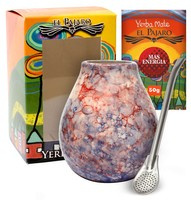 Zestaw Un Poco El Pajaro w pudełku: El Pajaro Guarana 50g + Matero Marmol Blue + Bombilla Liza