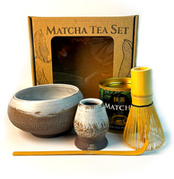 Matcha Tea Set with handmade ceramic accessories in a gift box