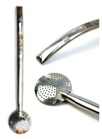 Bombilla Bortonaggio INOX 23 cm (złoty pierścień z bursztynowym kamieniem)