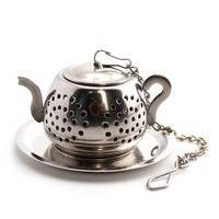 Nierdzewny zaparzacz Kleszcze - okrągłe sitko z długą rączką