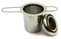 Zaparzacz nierdzewny - sitko ze składaną rączką i przykrywką / podstawką