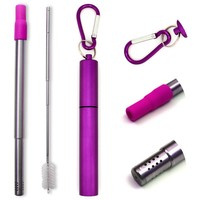 Telescopic Bombilla Turismo Purple 3-in-1 – Set in Metal Case + Brush